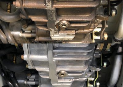 Transmission, Engine bottom example of before / after dry ice cleaning service